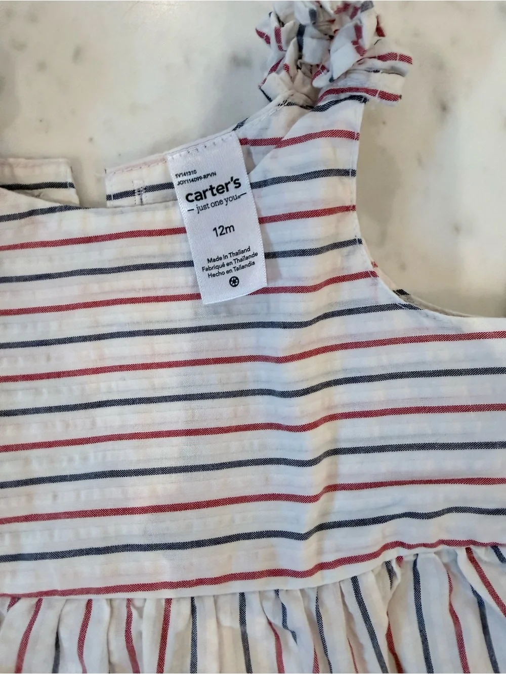 Carter's White Dress with Red and Navy Stripes